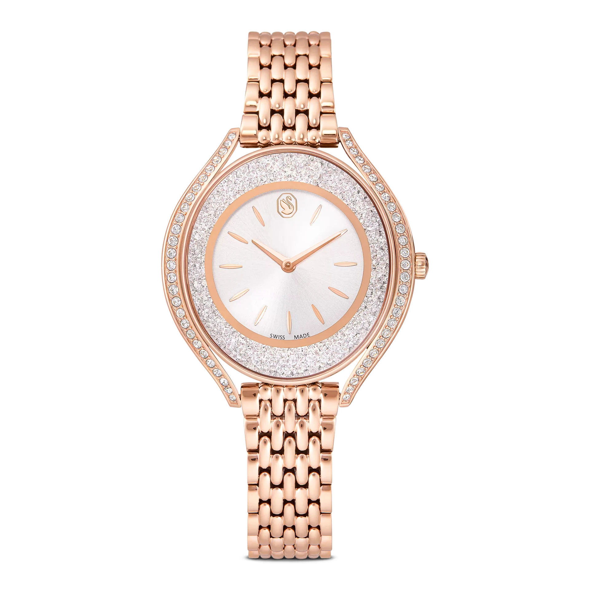Swarovski Crystalline aura watch, Swiss Made, Metal bracelet, Rose gold tone, Rose gold-tone finish