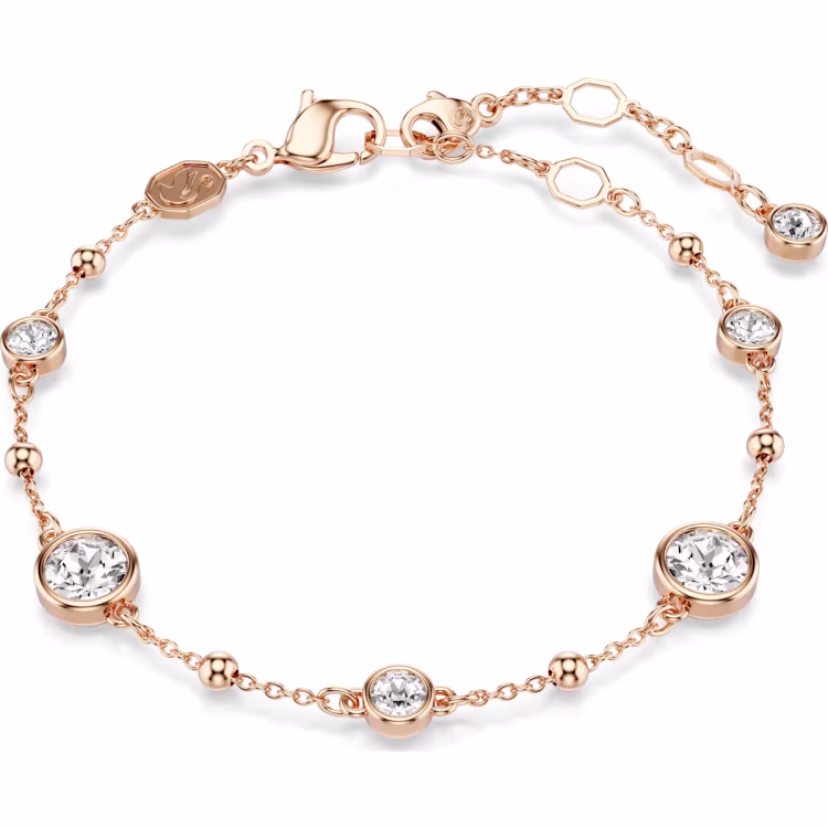 Swarovski Imber bracelet, Round cut, White, Rose gold-tone plated