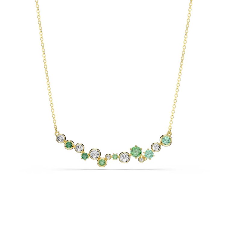 Swarovski Constella necklace, Mixed cuts, Green, Gold-tone plated