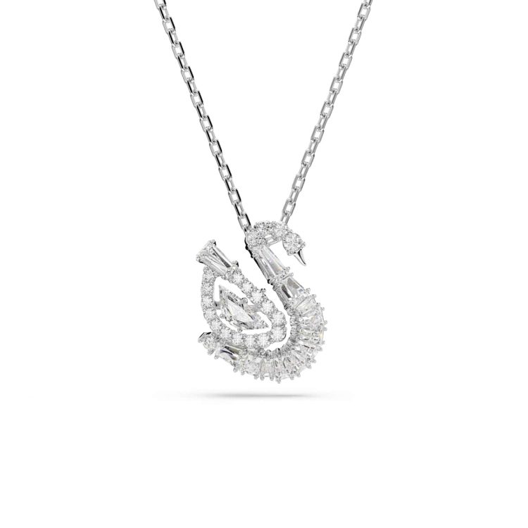 Swarovski Swan pendant, Mixed cuts, Swan, White