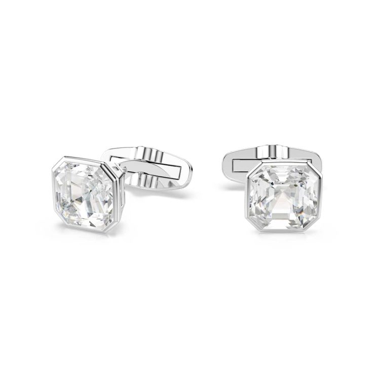 Swarovski Millenia cufflinks, Octagon cut, White, Rhodium plated
