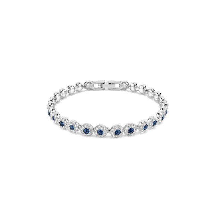 Swarovski Una Angelic bracelet, Round cut, Blue, Rhodium plated