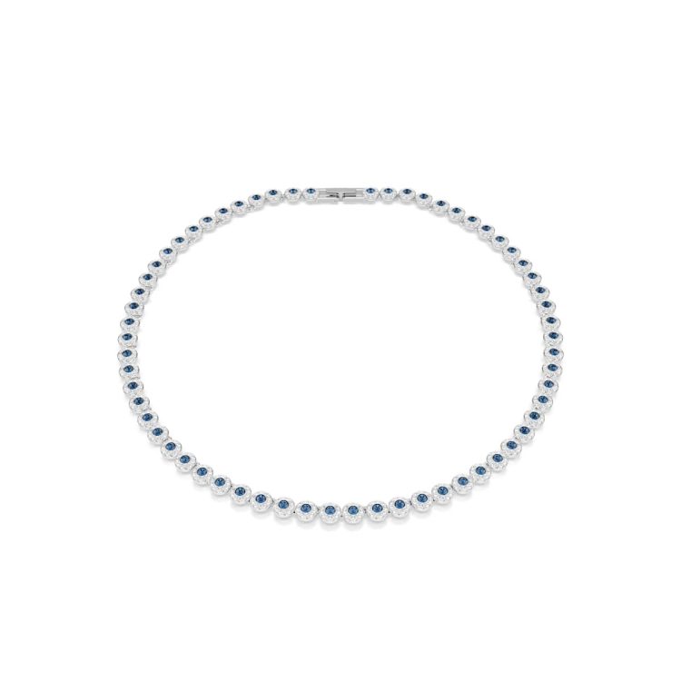 Swarovski Una Angelic necklace, Round cut, Blue, Rhodium plated