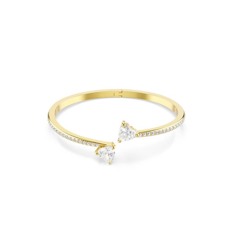 Swarovski Mesmera bangle, Heart, White, Gold-tone plated