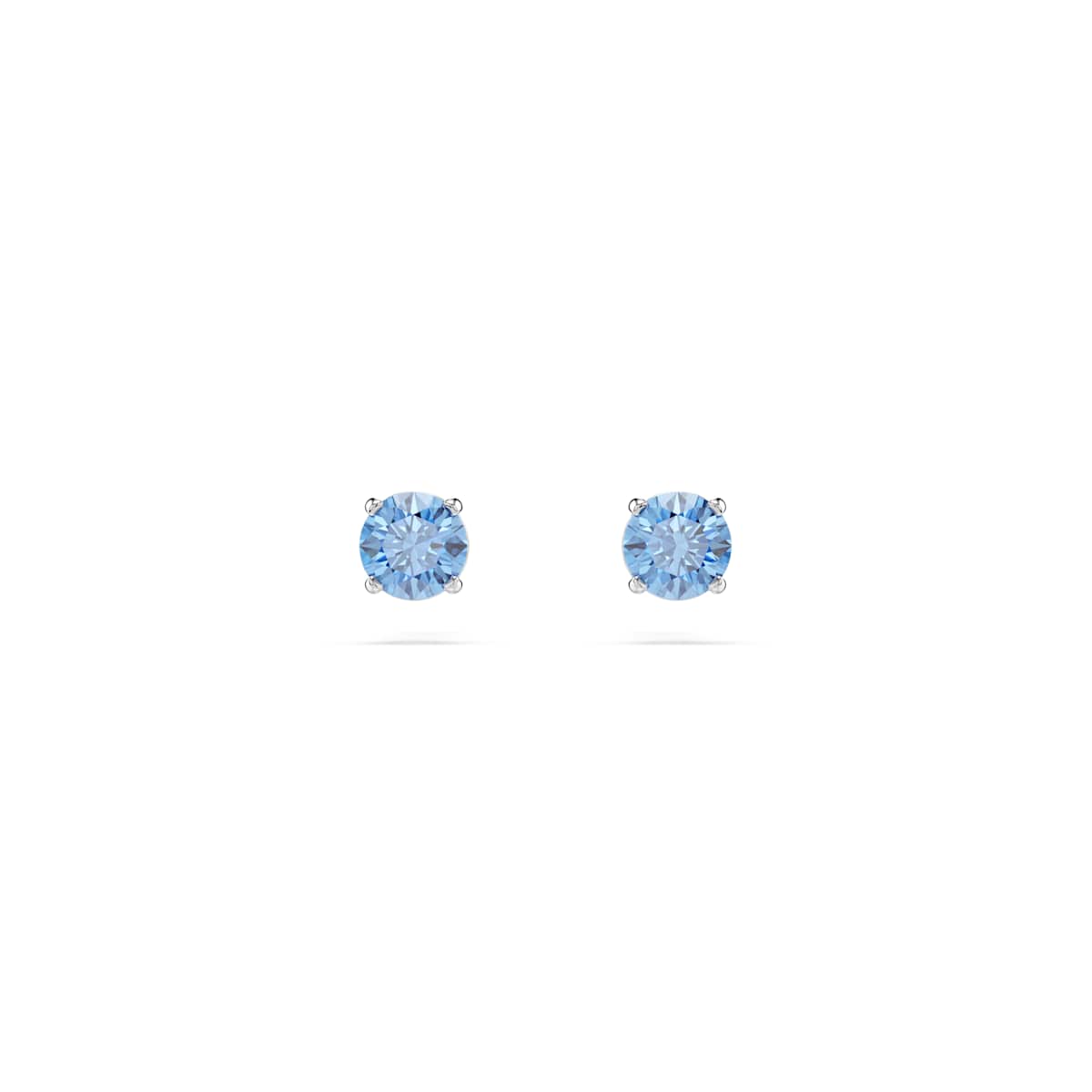 Swarovski Stilla Attract stud earrings, Round cut, Blue, Rhodium plated : 5734250