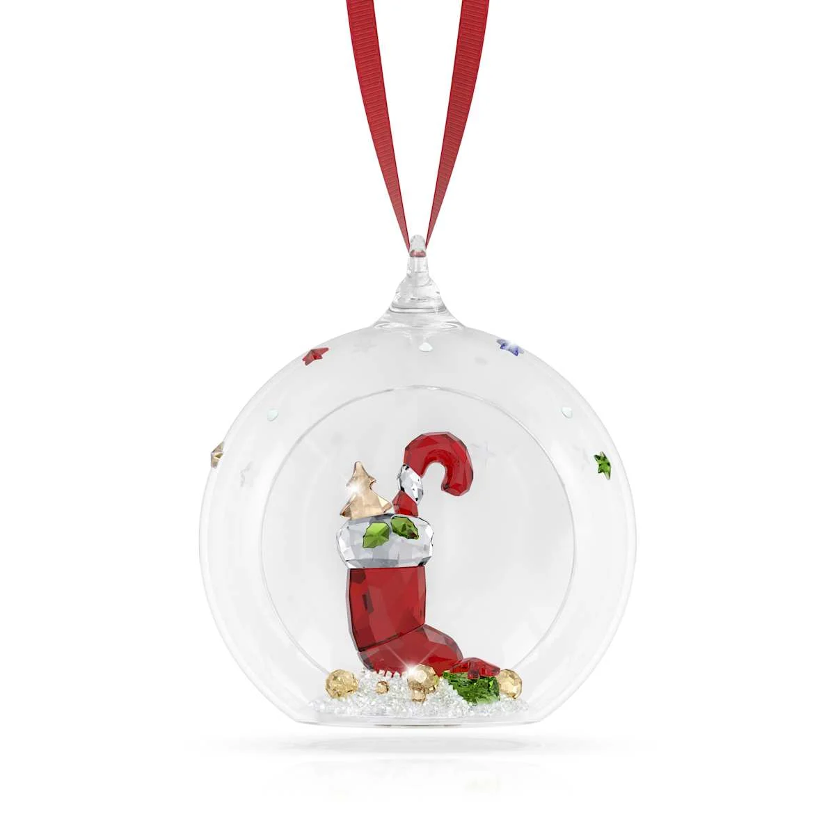 Swarovski Holiday Cheers Stocking and Candy Ball Ornament