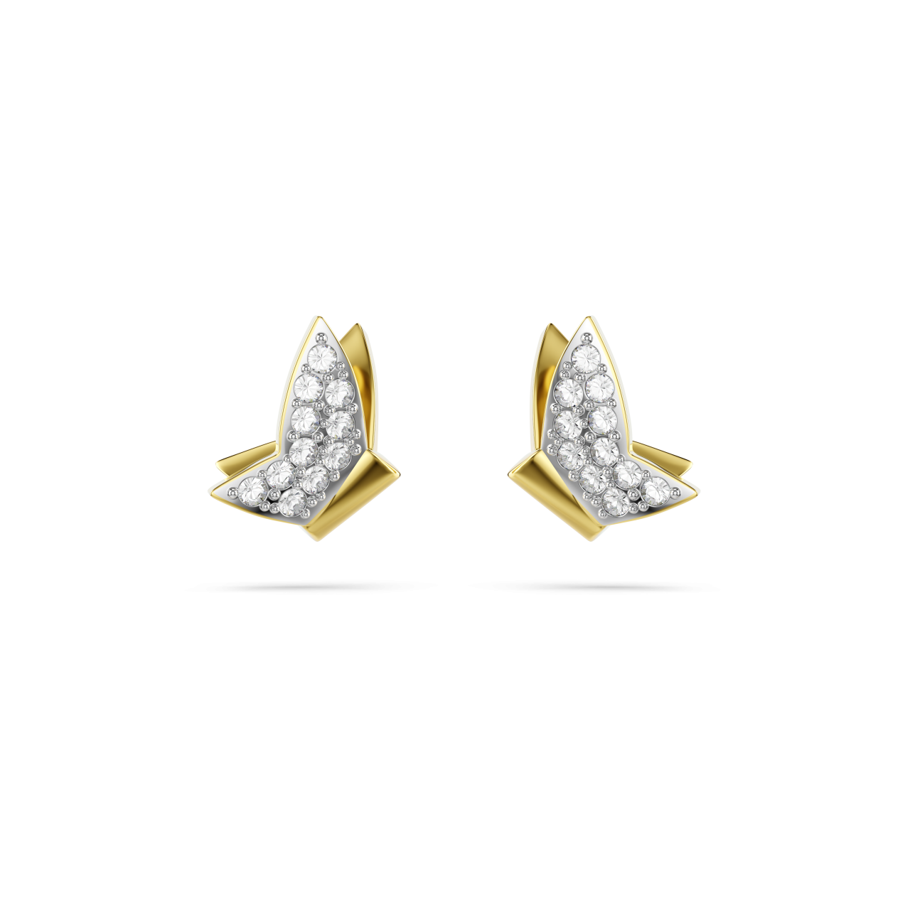 Swarovski Idyllia Lilia stud earrings, Butterfly, White, Gold-tone plated : 5736070