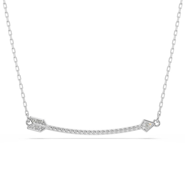 Swarovski Idyllia pendant, Mixed cuts, Arrow, White, Rhodium plated