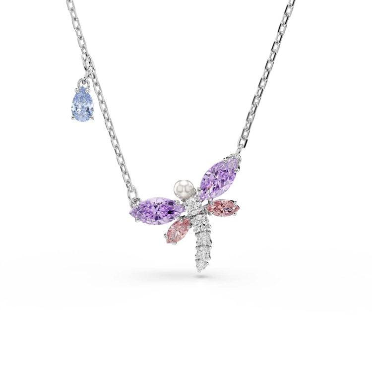 Ariana Grande x Swarovski pendant, Mixed cuts, Dragonfly, Multicoloured, Rhodium plated