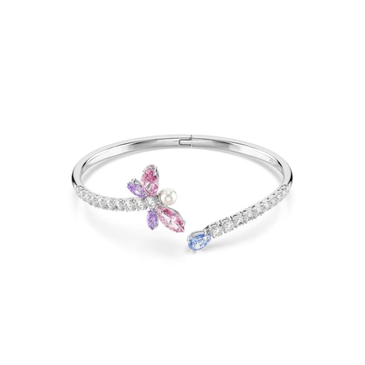 Ariana Grande x Swarovski bangle, Mixed cuts, Dragonfly, Multicoloured, Rhodium plated