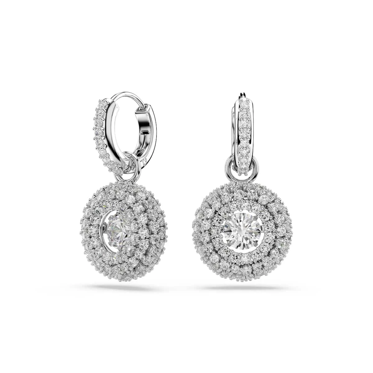Swarovski Sublima drop earrings Round cut White Rhodium plated