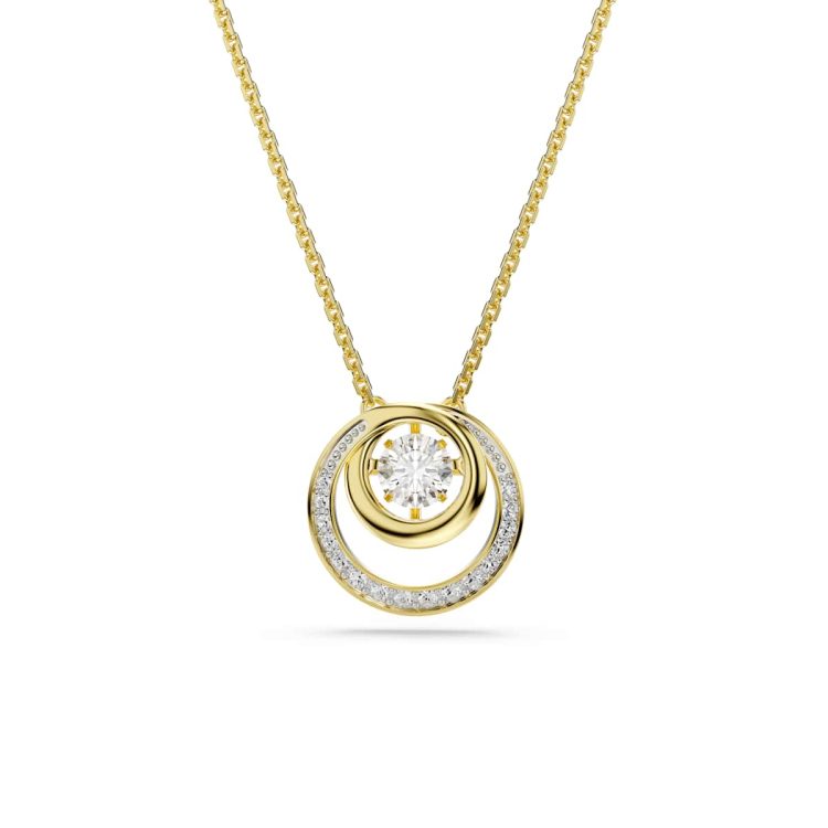 Swarovski Hyperbola pendant, Round cut, White, Gold-tone plated