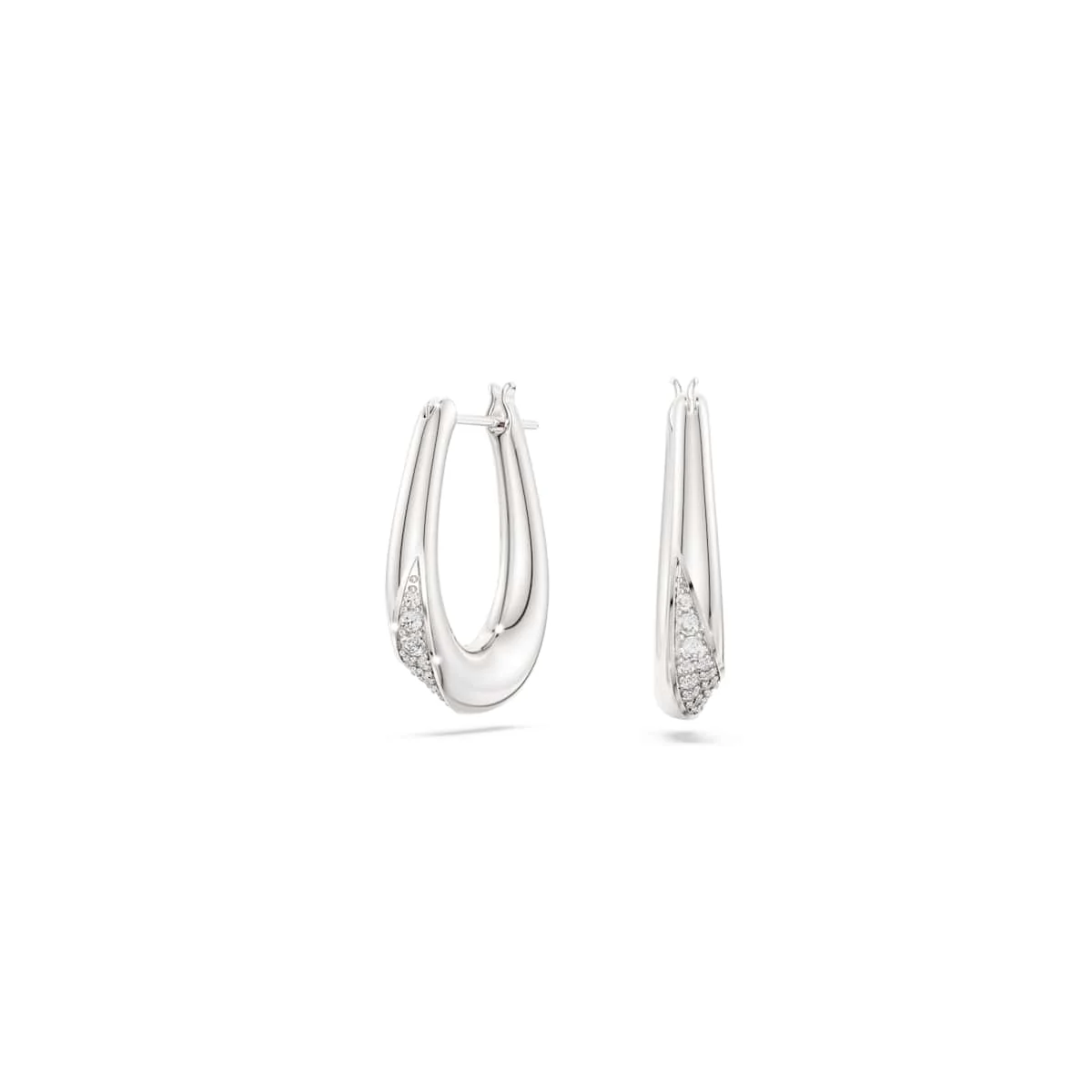 Swarovski Classica hoop earrings Round cut Small White Sterling silver