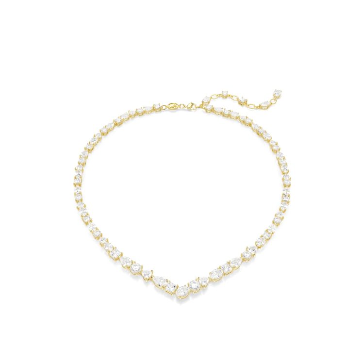 Swarovski Mesmera necklace, Mixed cuts, White, Gold-tone plated