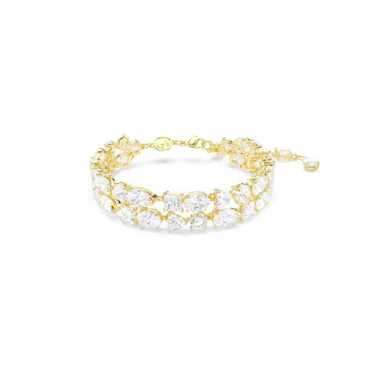Swarovski Mesmera bracelet, Mixed cuts, White, Gold-tone plated