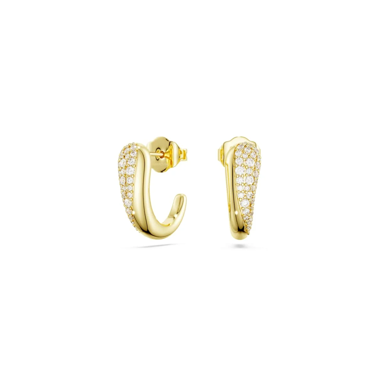 Swarovski Classica hoop earrings Round cut White Sterling silver 18ct gold finish