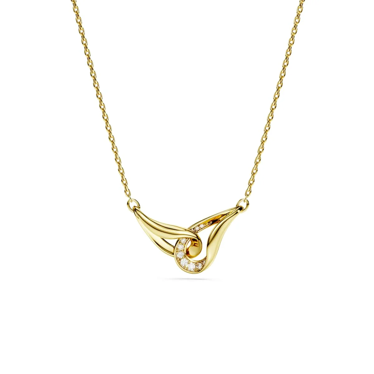 Swarovski Classica pendant Round cut Interlocking White Sterling silver 18ct gold finish