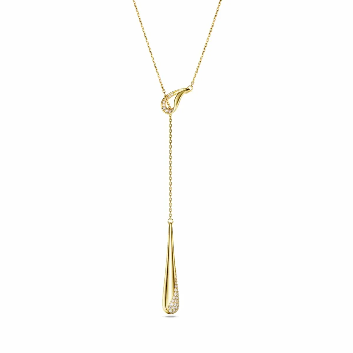 Swarovski Classica Y pendant Round cut White Sterling silver 18ct gold finish
