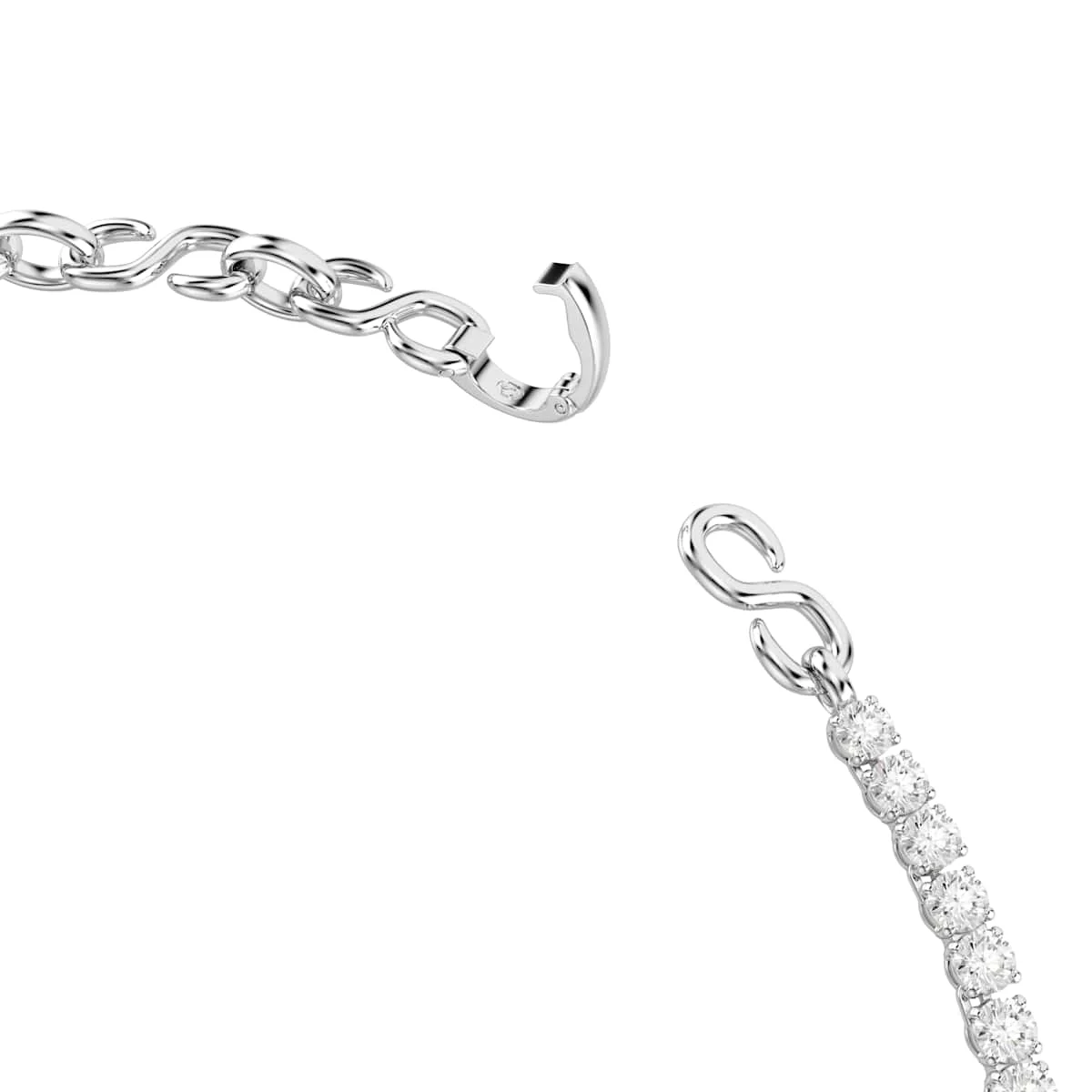 Swarovski Matrix necklace S-shape Round cut White Rhodium plated