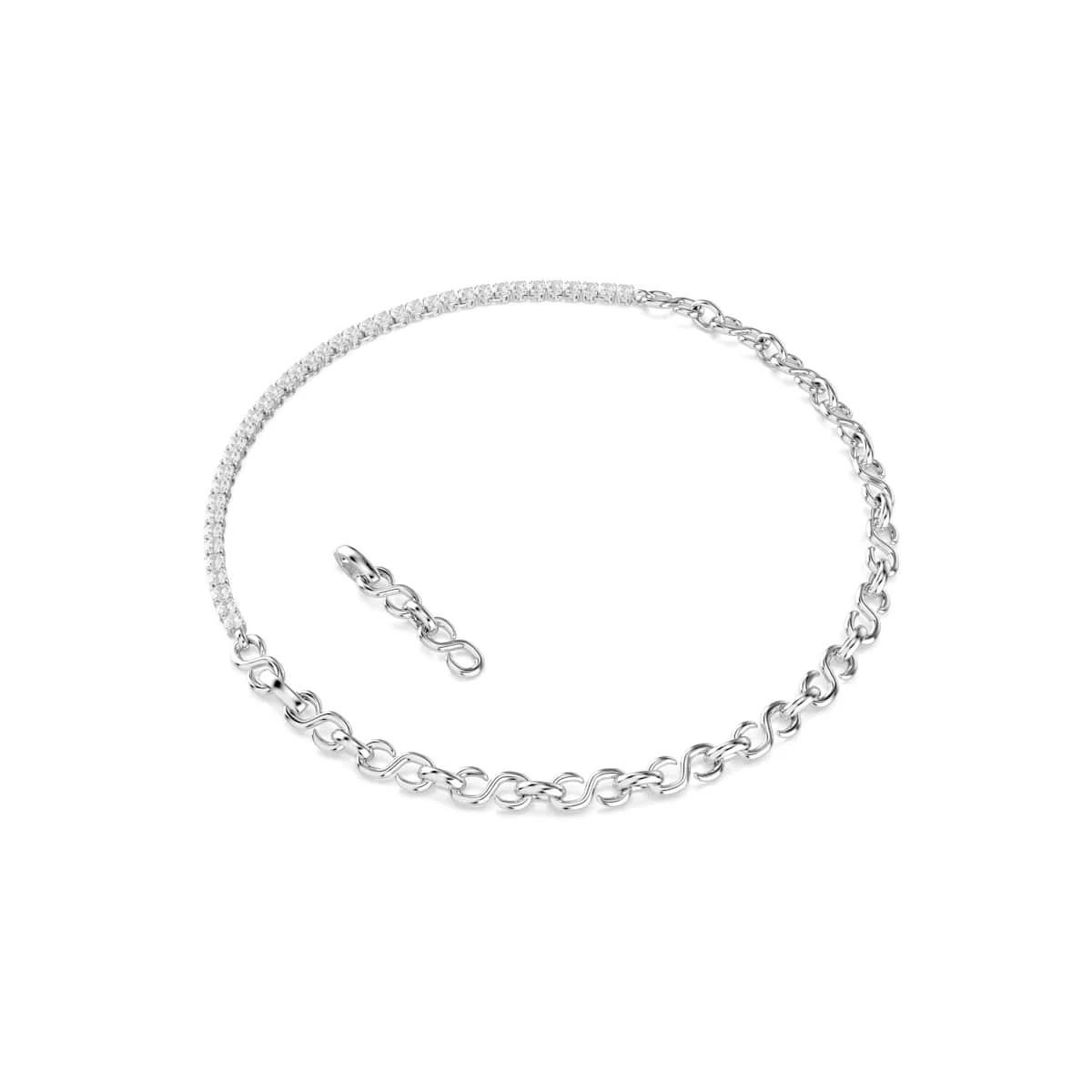 Swarovski Matrix necklace S-shape Round cut White Rhodium plated