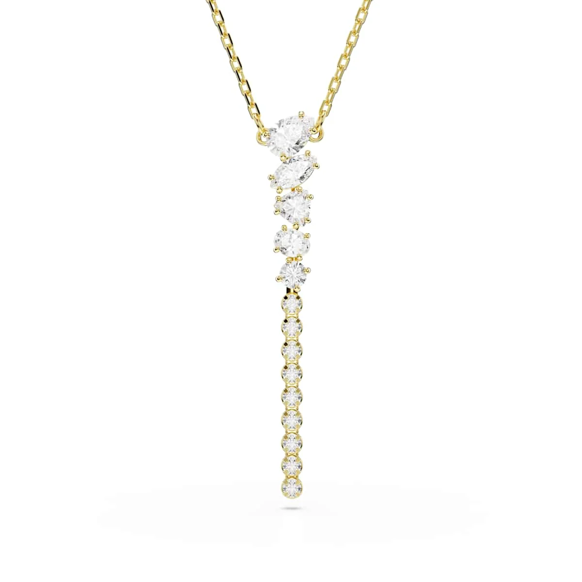 Swarovski Mesmera Y necklace Mixed cuts White 18ct gold finish