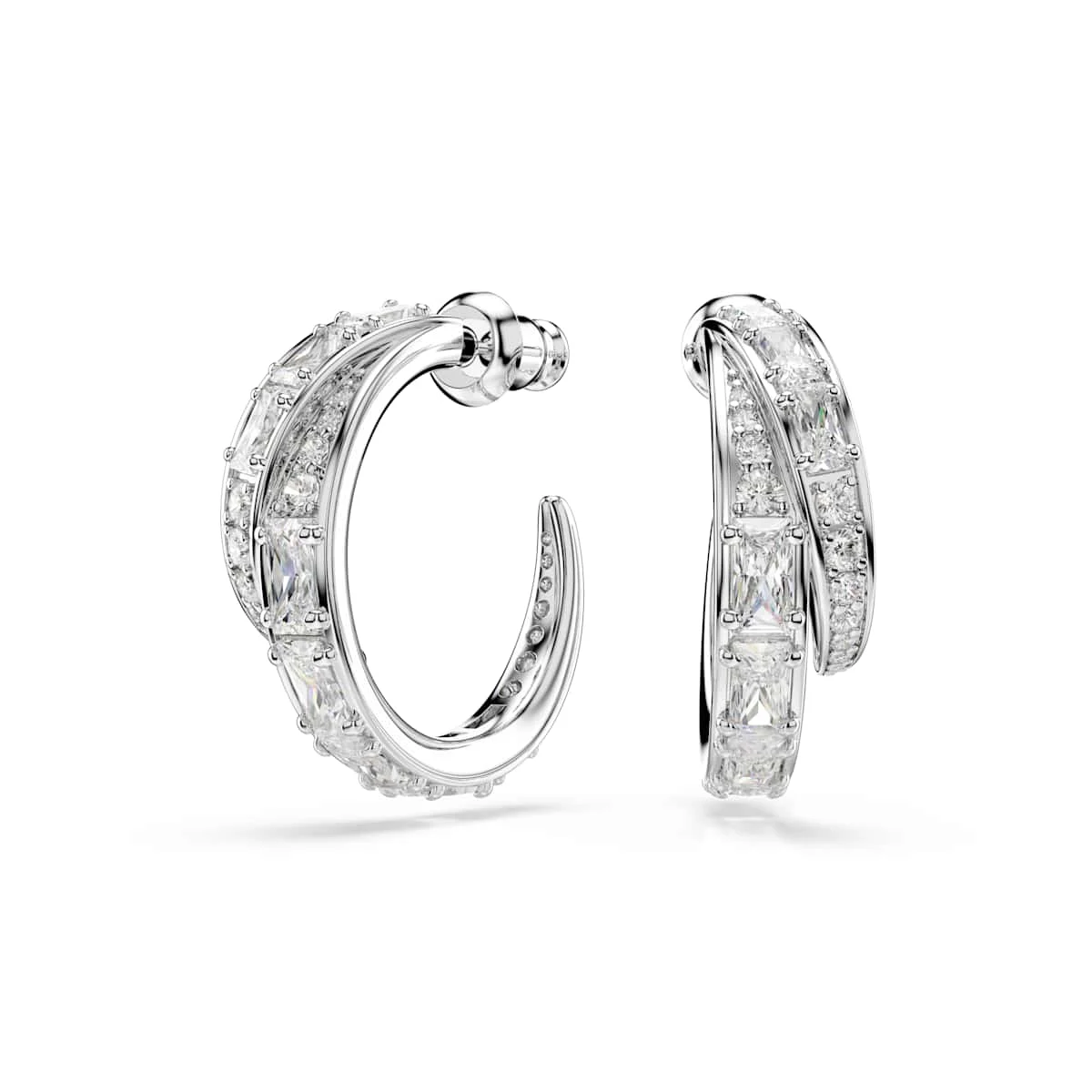Swarovski Vienna hoop earrings Mixed cuts White Rhodium plated