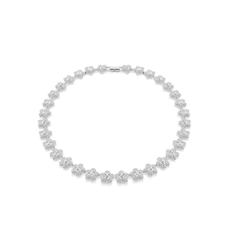 Ariana Grande x Swarovski necklace, Round cut, Flower, White, Rhodium plated