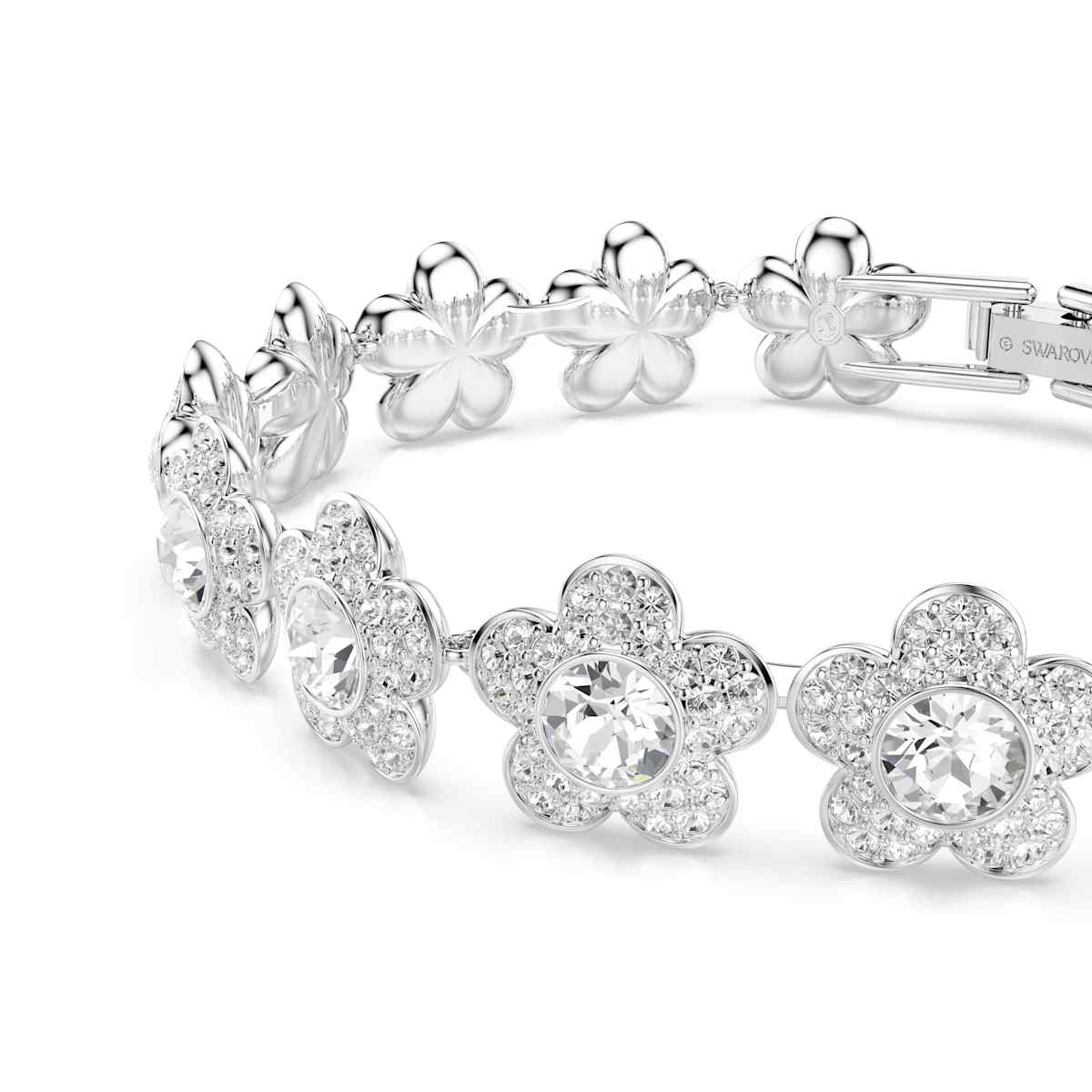 Ariana Grande x Swarovski bracelet, Round cut, Flower, White, Rhodium plated