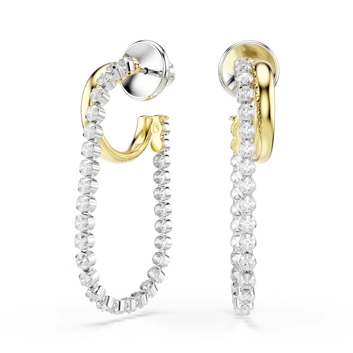 Swarovski Hyperbola earrings Round cut White Mixed metal finish