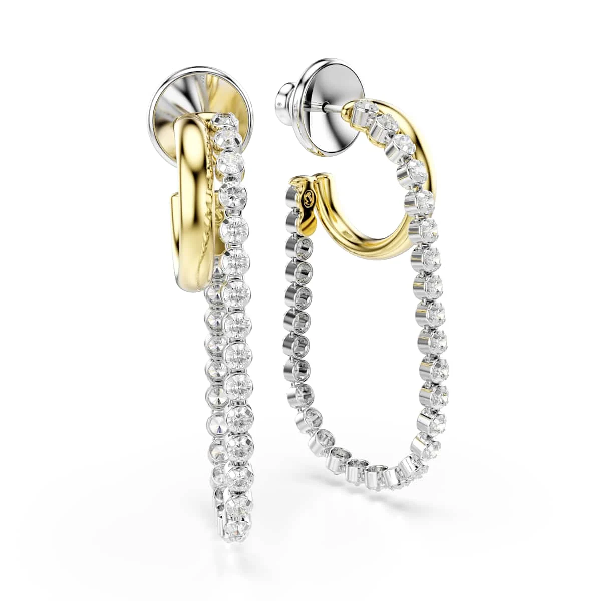 Swarovski Hyperbola earrings Round cut White Mixed metal finish