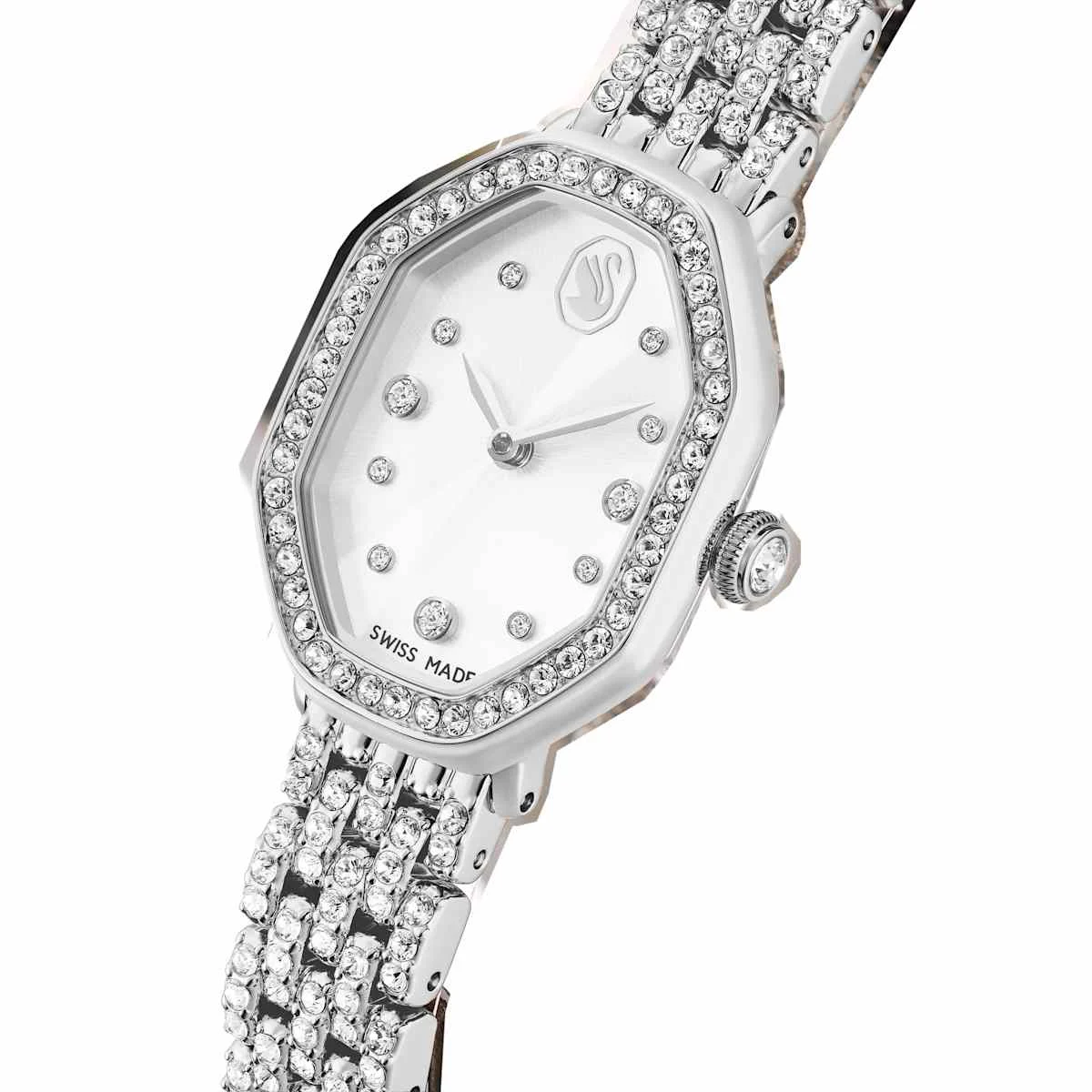 Swarovski Dextera octagon watch Swiss Made Metal bracelet Silver Tone Stainless steel