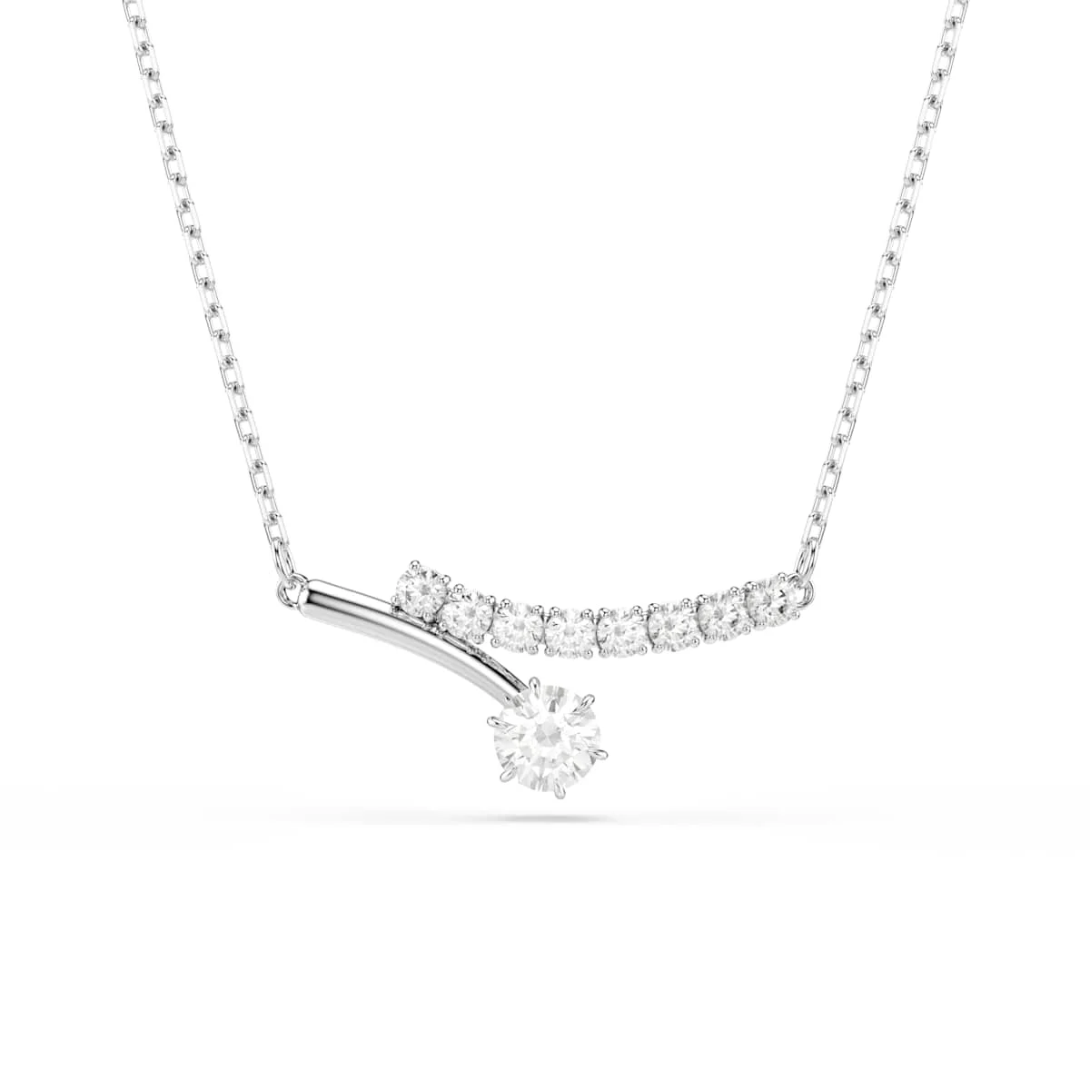 Swarovski Matrix necklace Round cut White Rhodium plated
