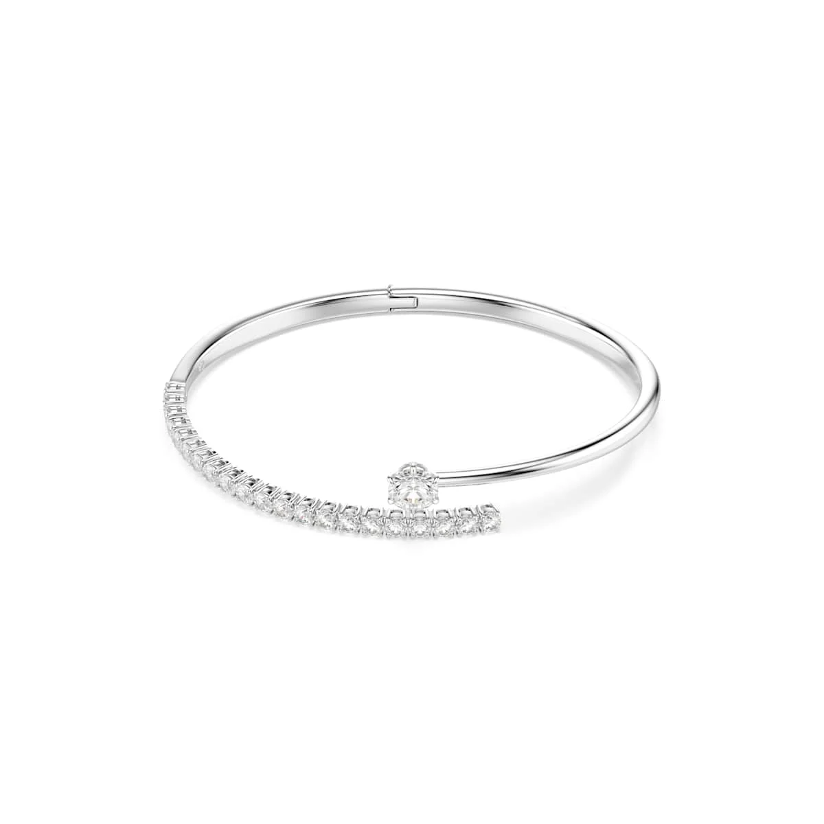 Swarovski Matrix bangle Round cut White Rhodium plated