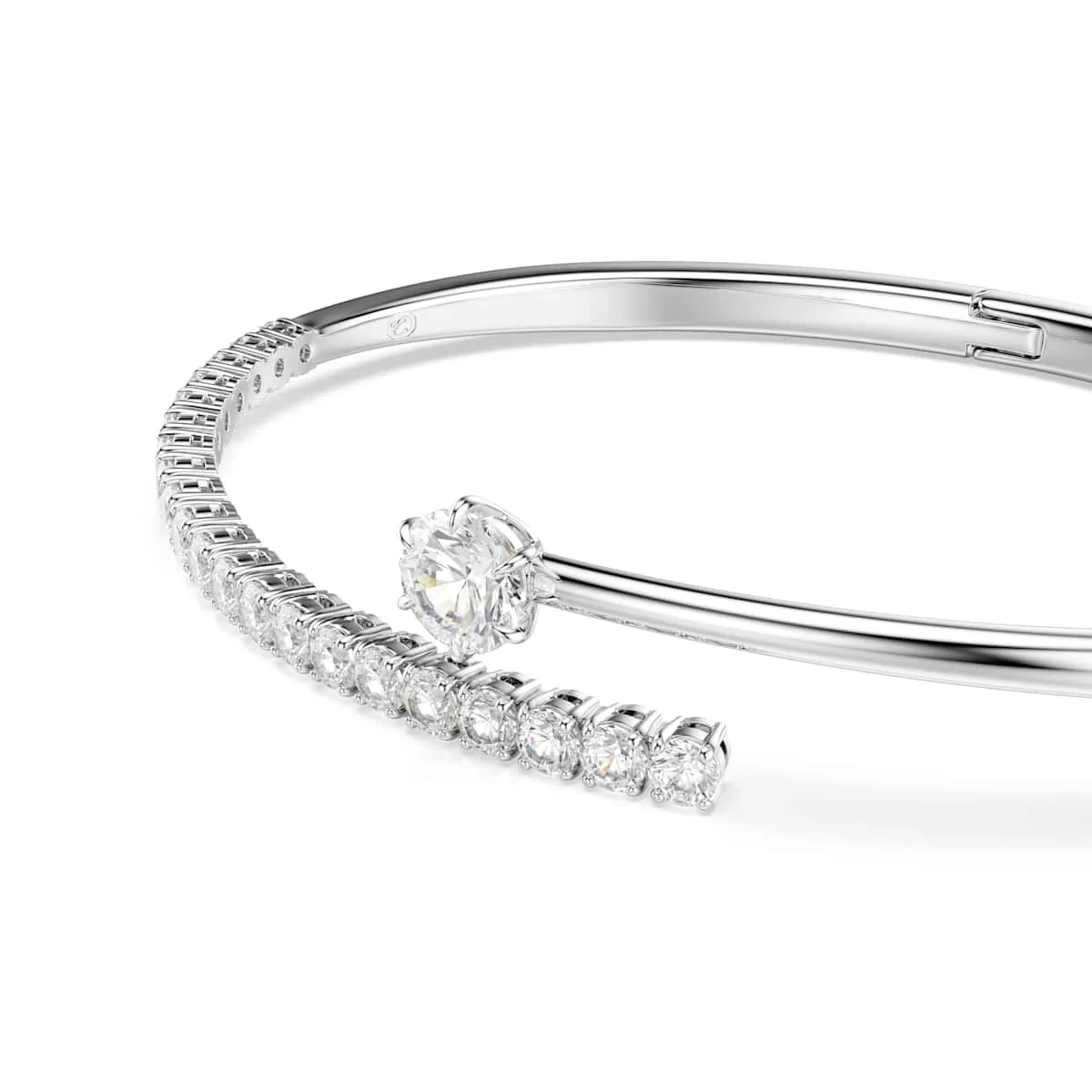 Swarovski Matrix bangle Round cut White Rhodium plated