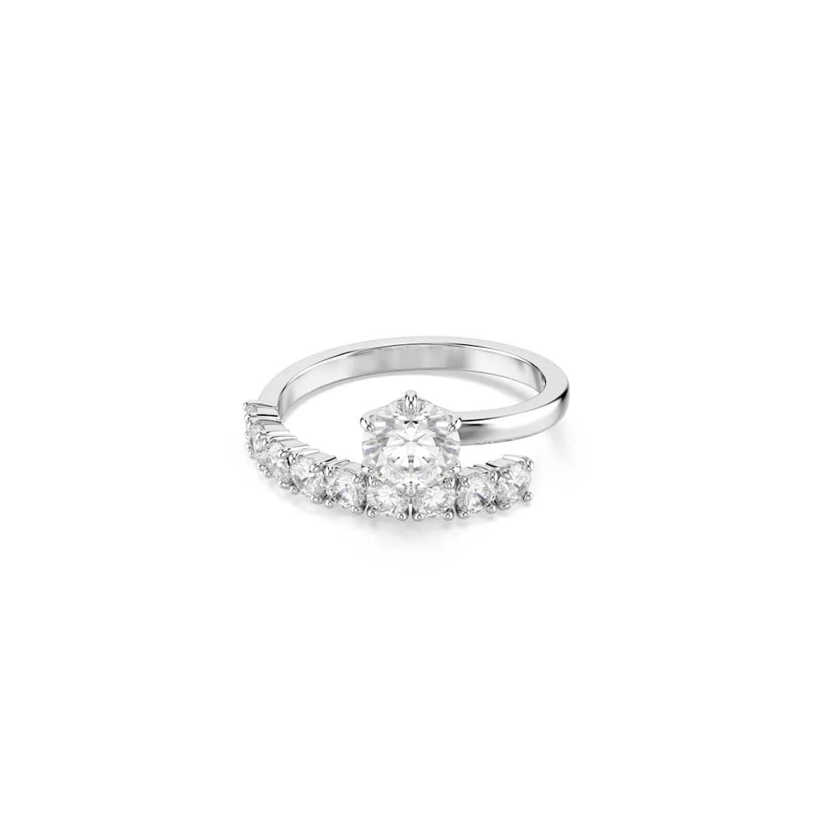 Swarovski Matrix open ring Round cut White Rhodium plated