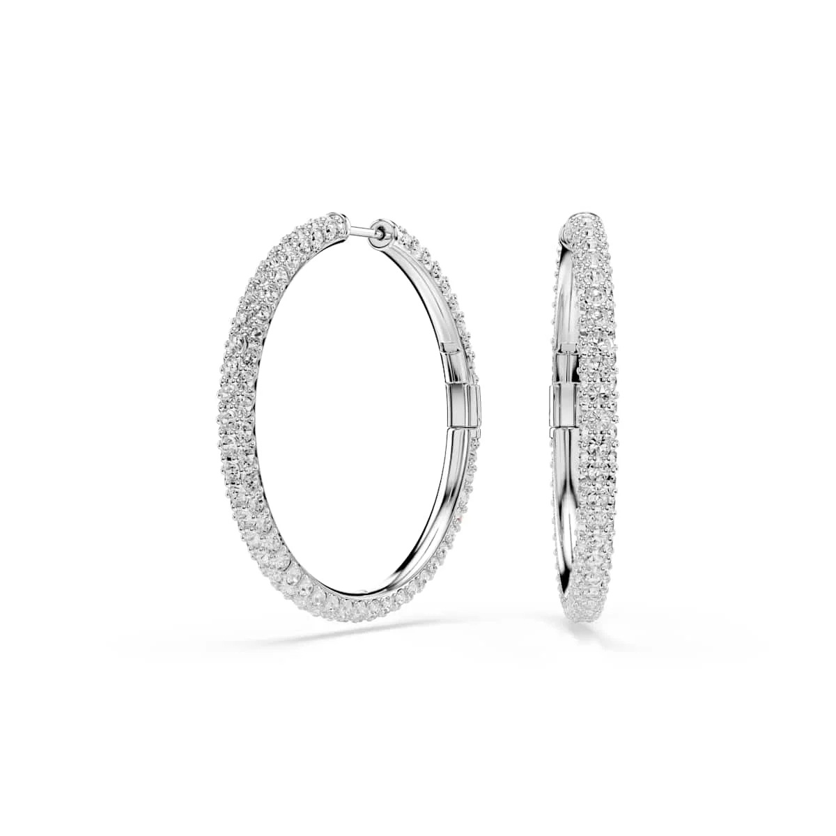Swarovski Dextera hoop earrings Round cut White Rhodium plated
