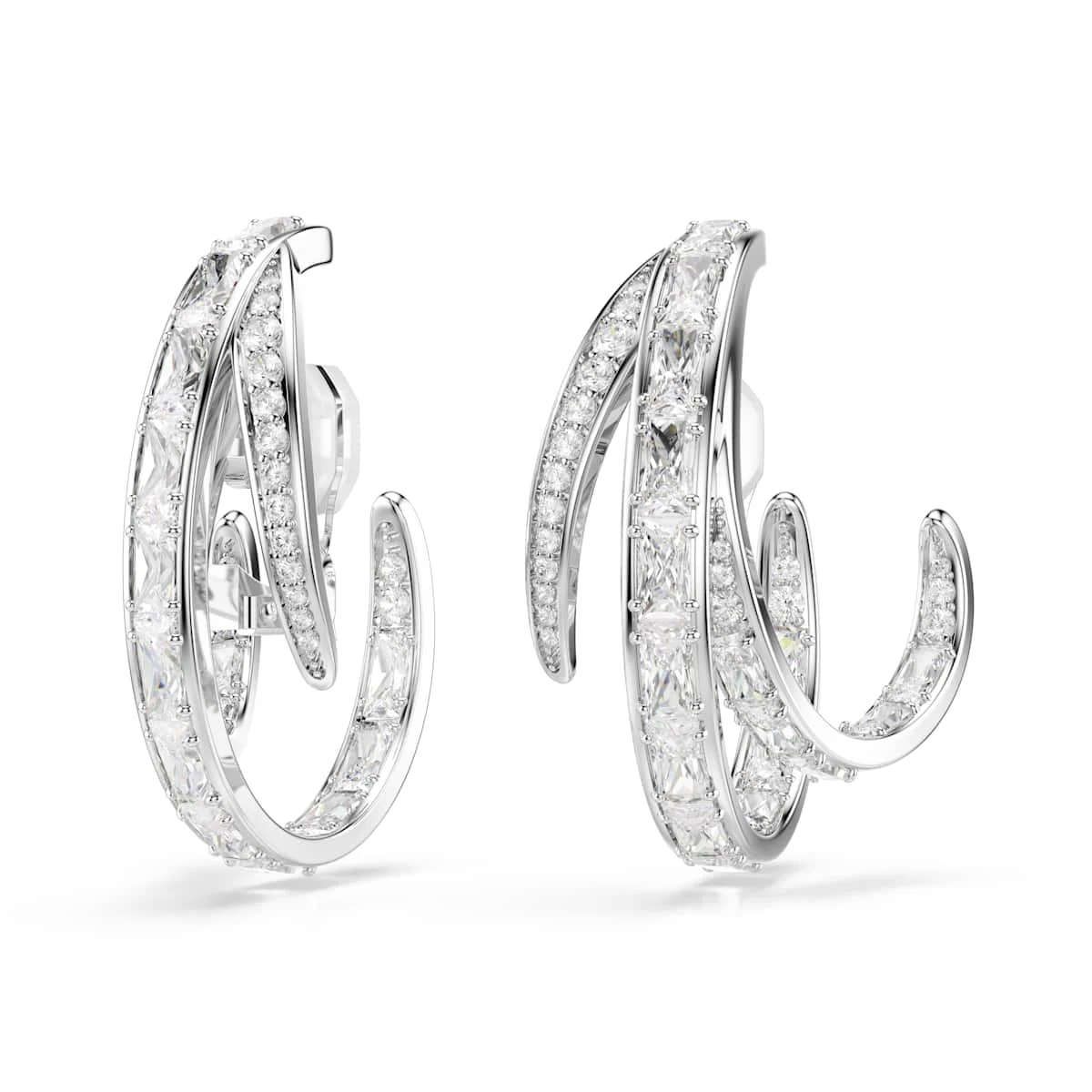 Swarovski Vienna clip earrings Mixed cuts White Rhodium plated