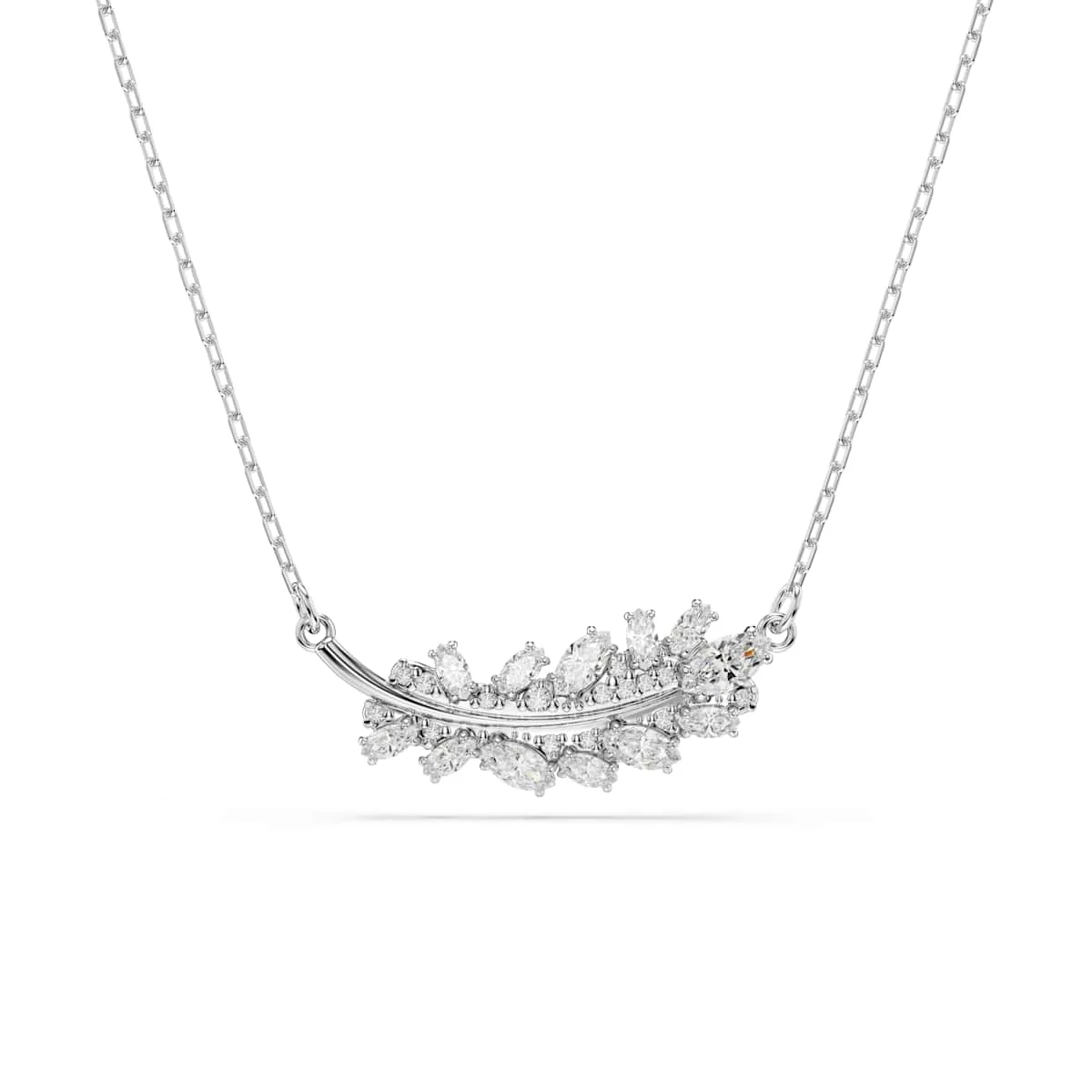 Swarovski Vienna pendant Mixed cuts Feather White Rhodium plated