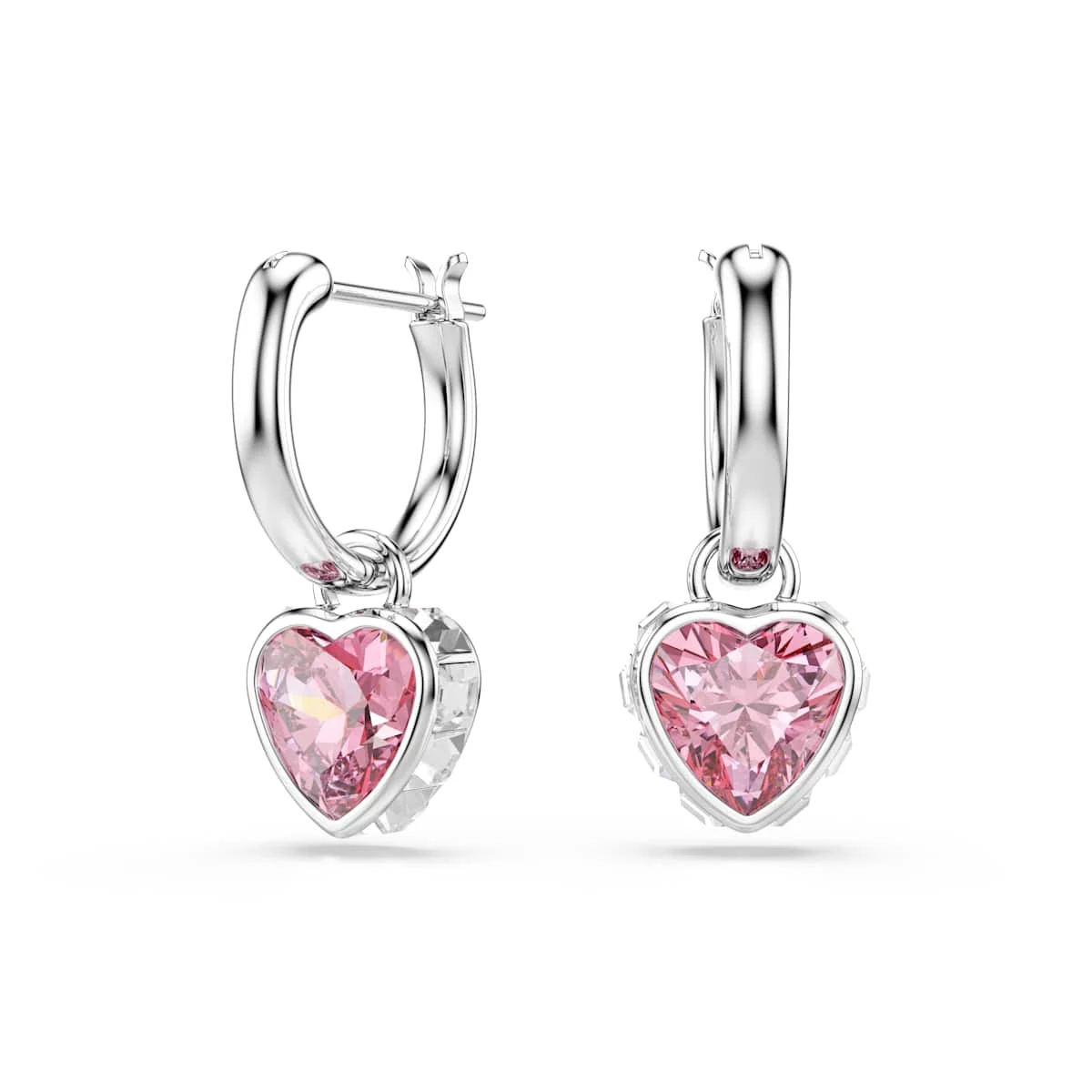 Swarovski Chroma drop earrings Heart Pink Rhodium plated
