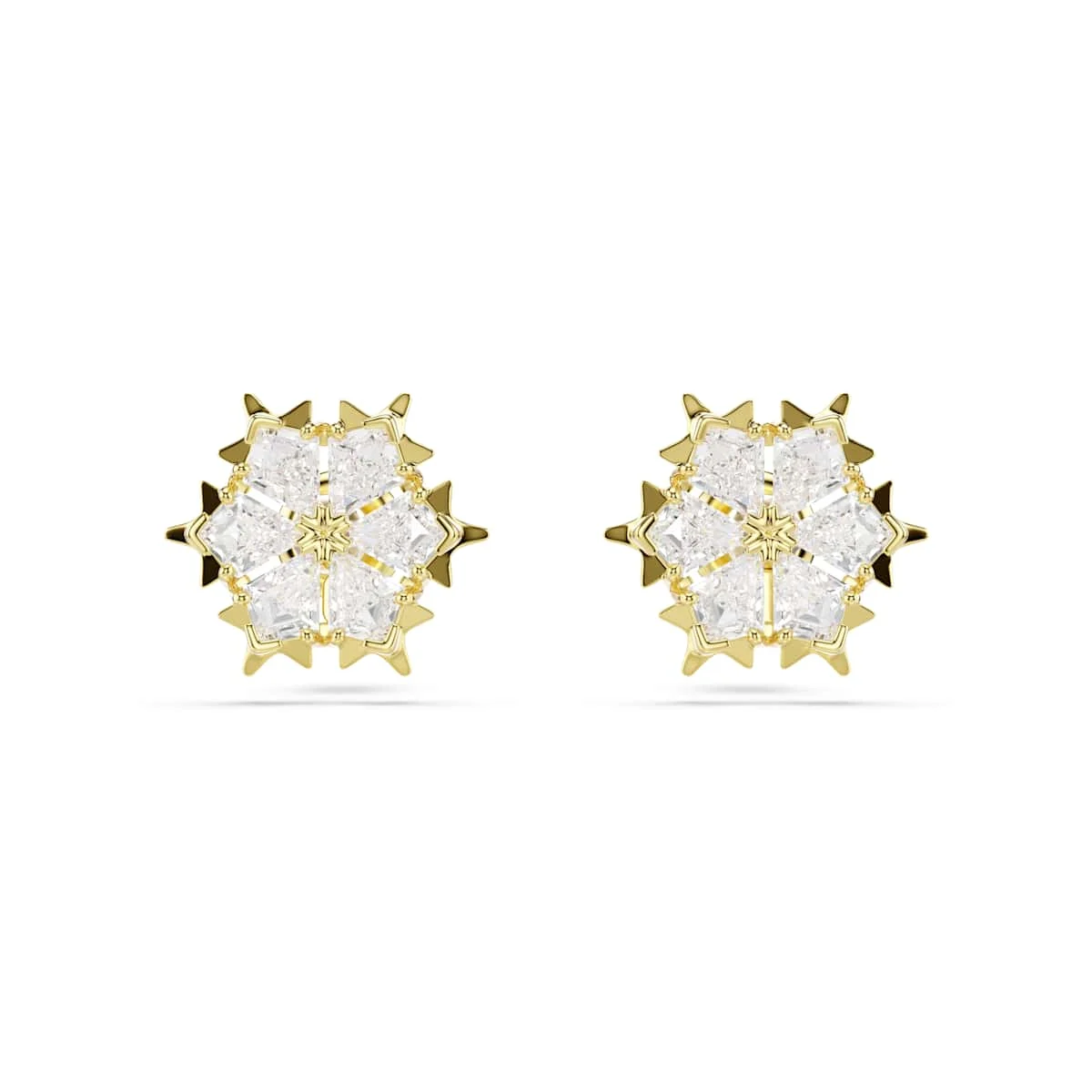 Swarovski Magic stud earrings Mixed cuts Snowflake White 18ct gold finish