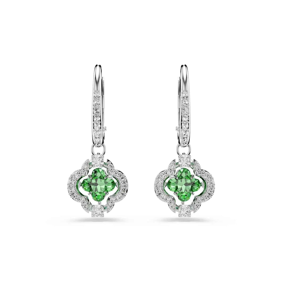 Swarovski Una Angelic drop earrings Mixed cuts Green Rhodium plated