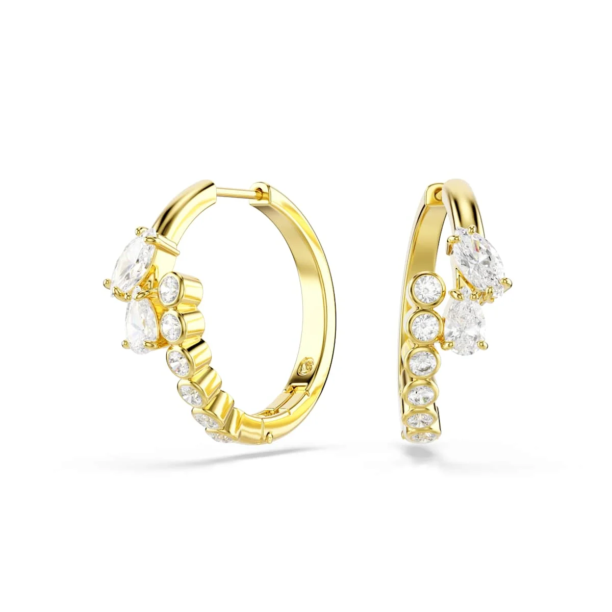 Swarovski Mesmera hoop earrings Mixed cuts White 18ct gold finish