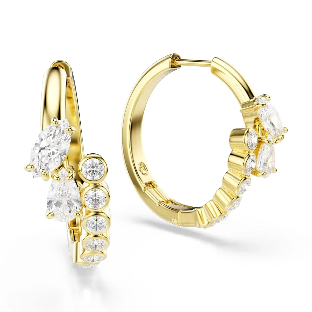 Swarovski Mesmera hoop earrings Mixed cuts White 18ct gold finish 5761975