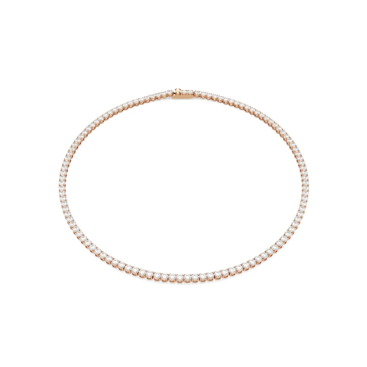 Swarovski Matrix Tennis necklace Round cut White 18K rose gold finish