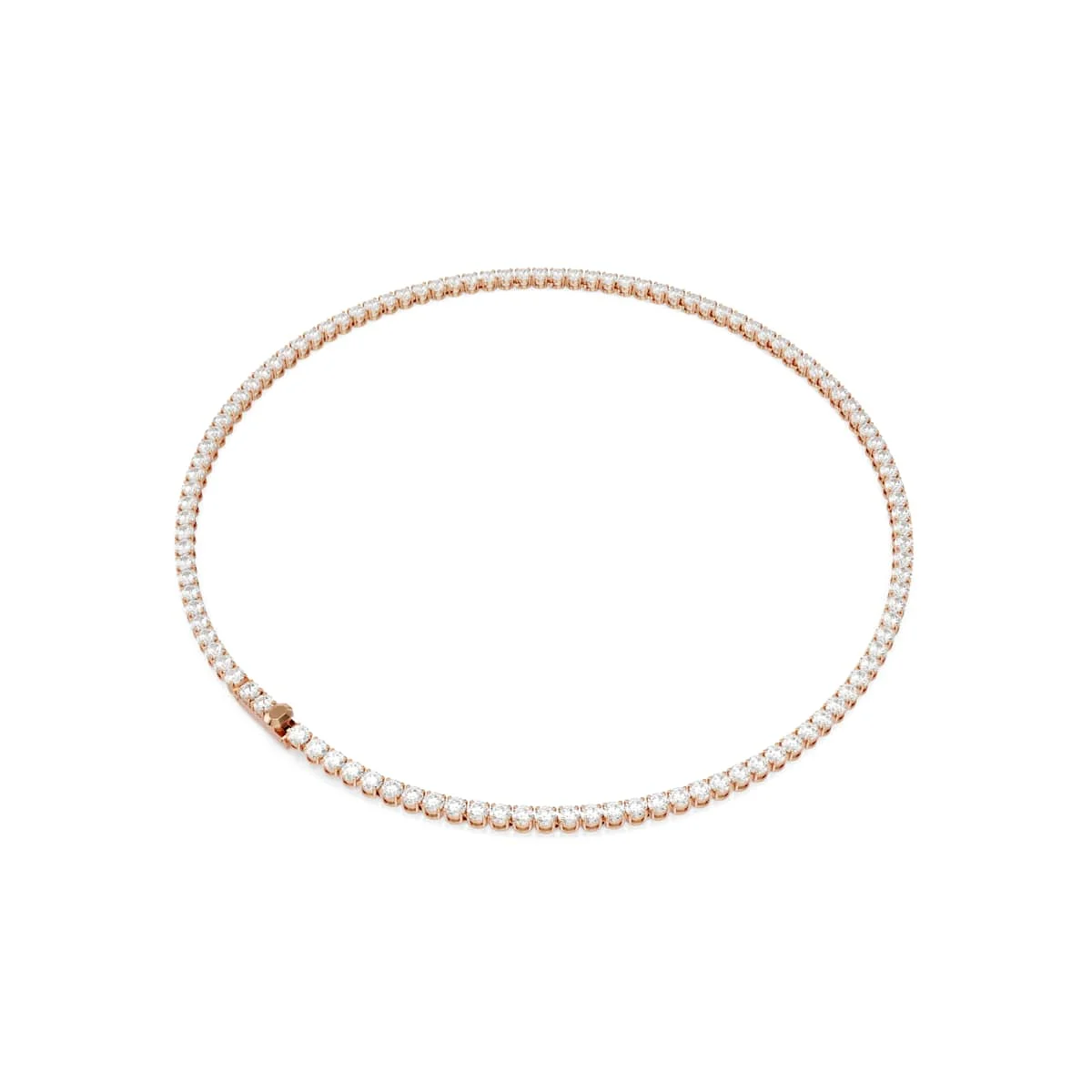 Swarovski Matrix Tennis necklace Round cut White 18K rose gold finish