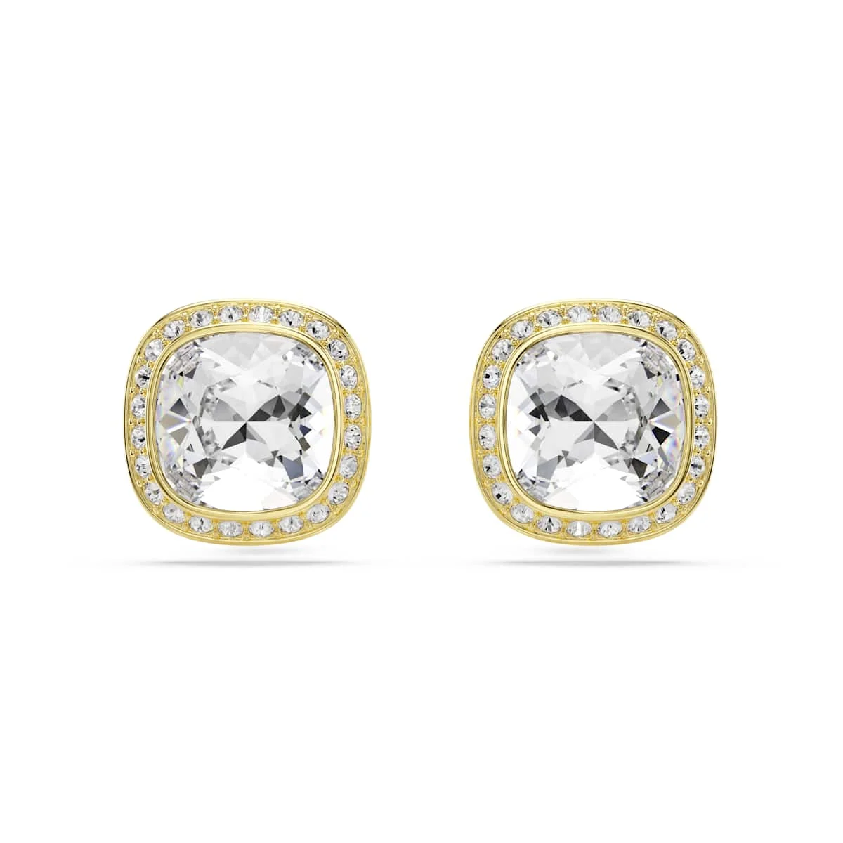 Swarovski Una Angelic stud earrings Cushion cut White 18ct gold finish