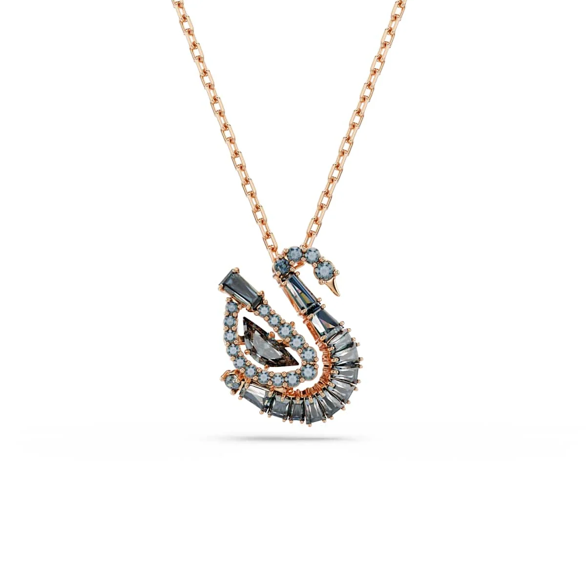 Swarovski Swan pendant Mixed cuts Swan Black 18K rose gold finish