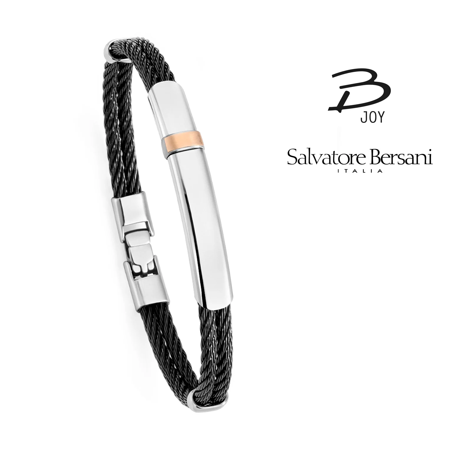 Salvatore Bersani BJoy Black Steel Cable Bracelet