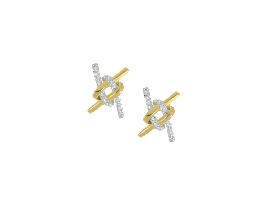 9ct Yellow and White Gold Diamond Kiss Loop Earrings