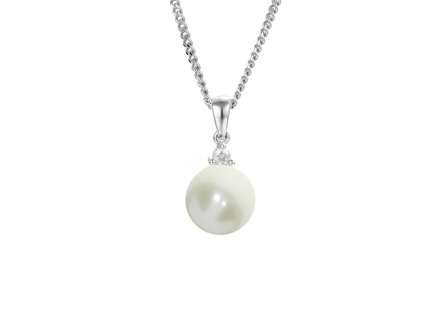 Gold Plated Sterling Silver Cubic Zirconia and Pearl Drop Earrings